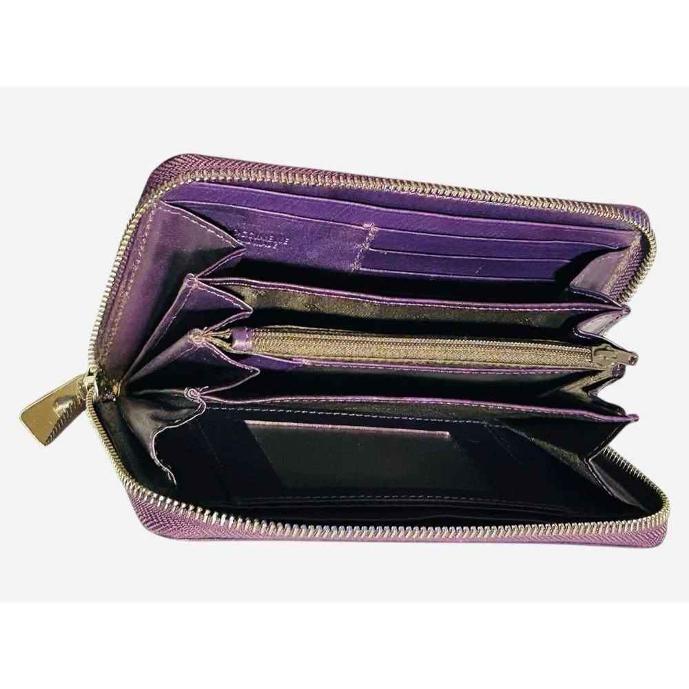 Coccinelle Purple Leather Zip-Around Wallet Organizer